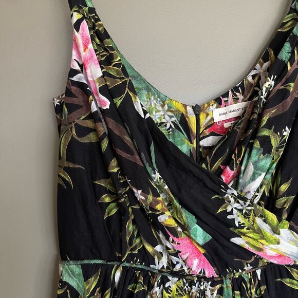Isabel Marant‎ Etoile Welby Floral Print Dress Sz XS Black Pink Green Pleated - Picture 7 of 16